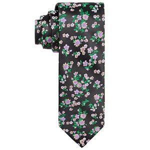 Tayion by Montee Holland Tie Mens Black‎ Floral Necktie Embroidered Necktie NWT